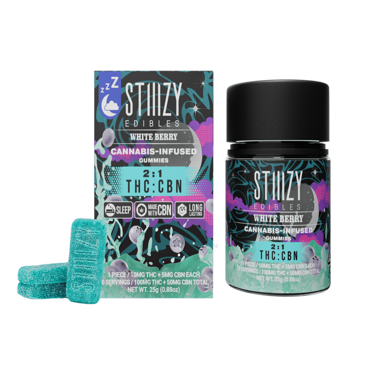 Stiiizy CBN Gummies 2:1 THC:CBN – White Berry 100mg THC, 50mg CBN ...