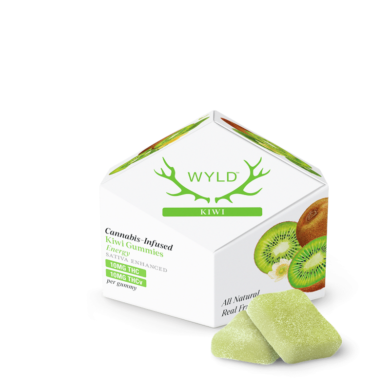 WYLD 10 Pack 1:1 THC:THCV + Sativa Kiwi Gummies 100mg